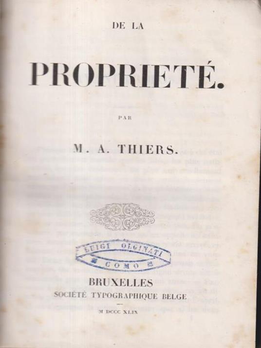 De la Propriété - Adolphe Thiers - copertina