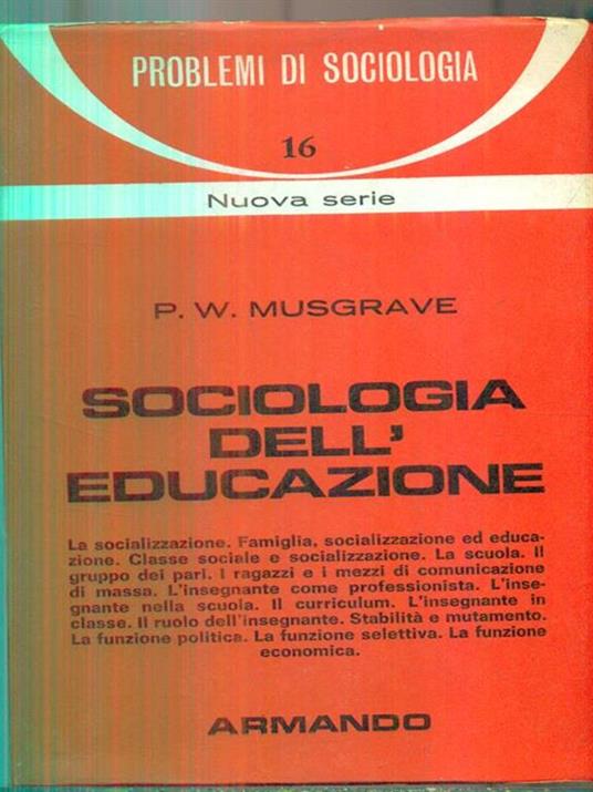 Sociologia dell'educazione - P.W. Musgrave - copertina