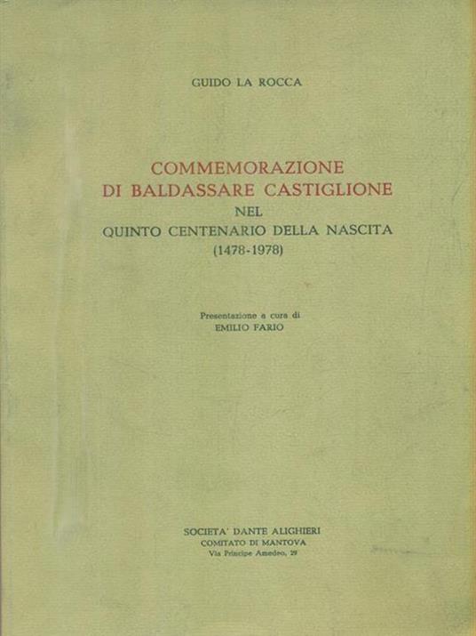 Commemorazione di Baldassare Castiglione - Guido La Rocca - copertina
