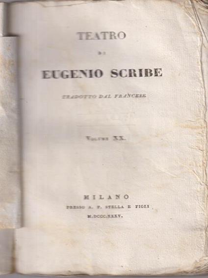 Teatro di Eugenio Scribe volume XX - Eugenio Scribe - copertina
