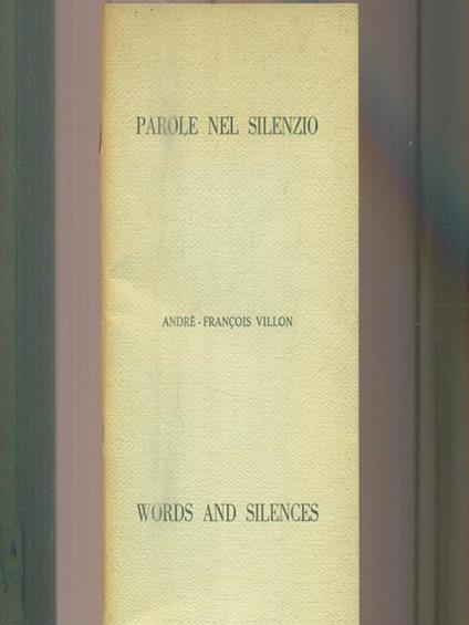 Parole nel silenzio - François Villon - copertina