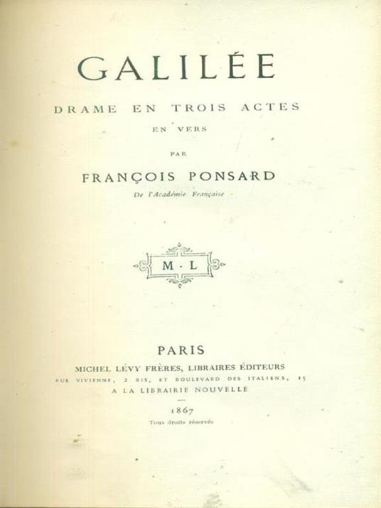 Galilèe Drame en troies actes - copertina