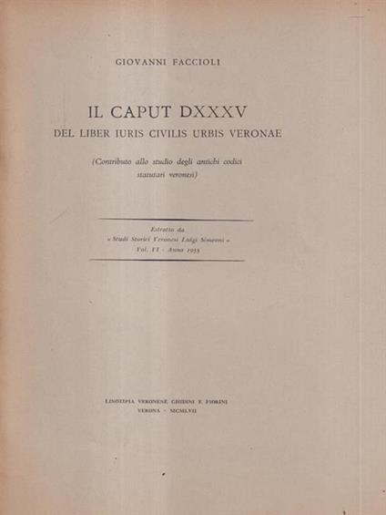 IL caput DXXXV - Giovanni Faccioli - copertina