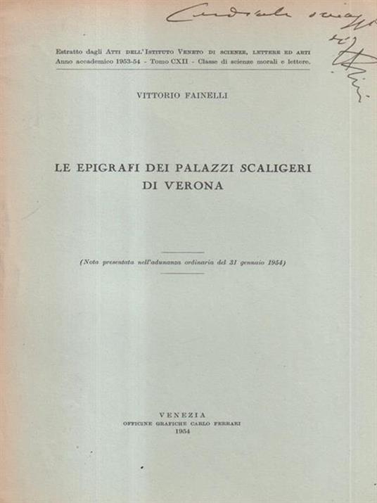Le epigrafi dei Palazzi Scaligeri - Vittorio Fainelli - copertina