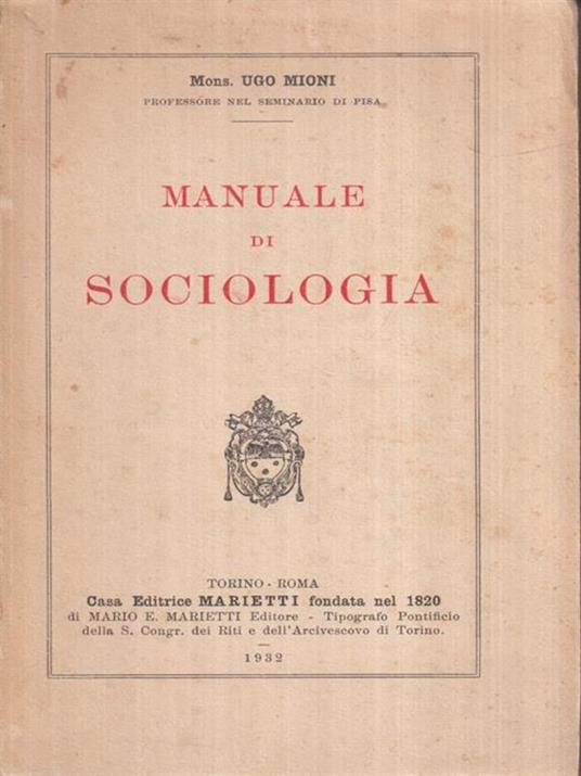   Manuale di Sociologia - Ugo Mioni - copertina