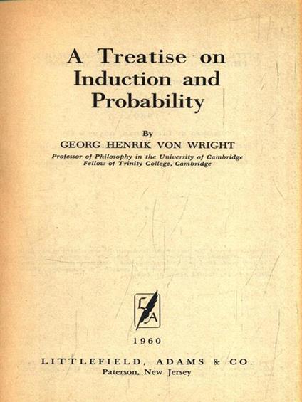 A Treatise on Induction and Probability - Georg Henrik Von Wright - copertina