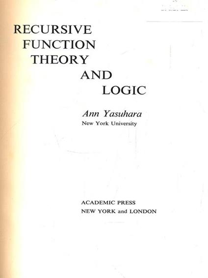   Recursive function theory & logic - copertina