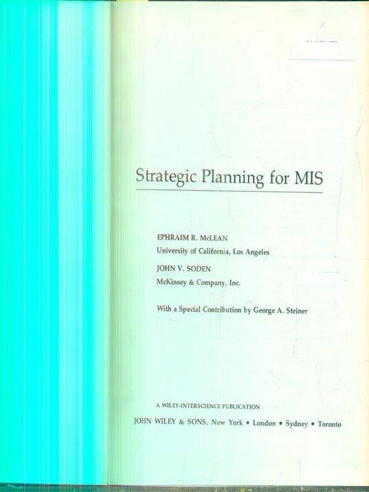 Strategic Planning for MIS - Ephraim McLean - copertina