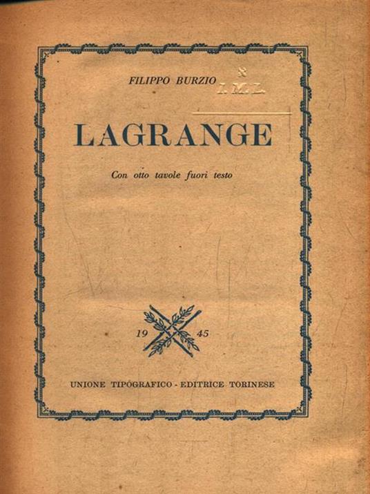   Lagrange - Filippo Burzio - copertina
