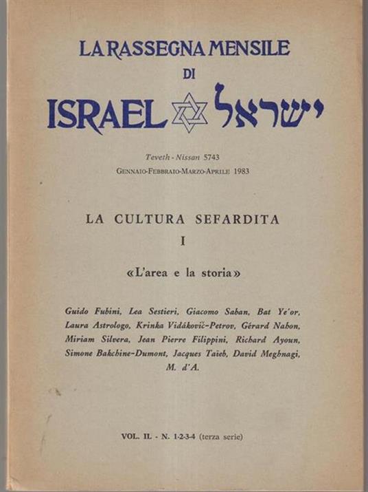 La rassegna mensile di Israel vol IL n. 1-2-3-4 (terza serie) 1983 - copertina