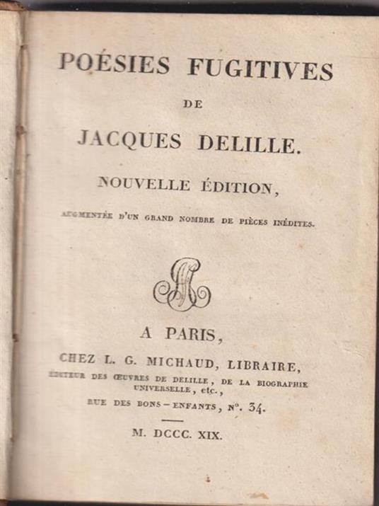   Poesies fugitives - Jacques Delille - copertina