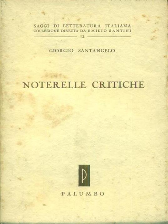Noterelle critiche - Giorgio Santangelo - copertina