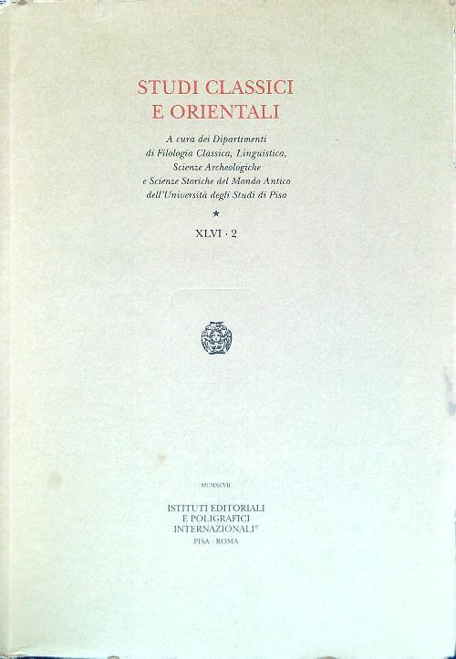   Studi classici e orientali - XLVI - 2 -   - copertina
