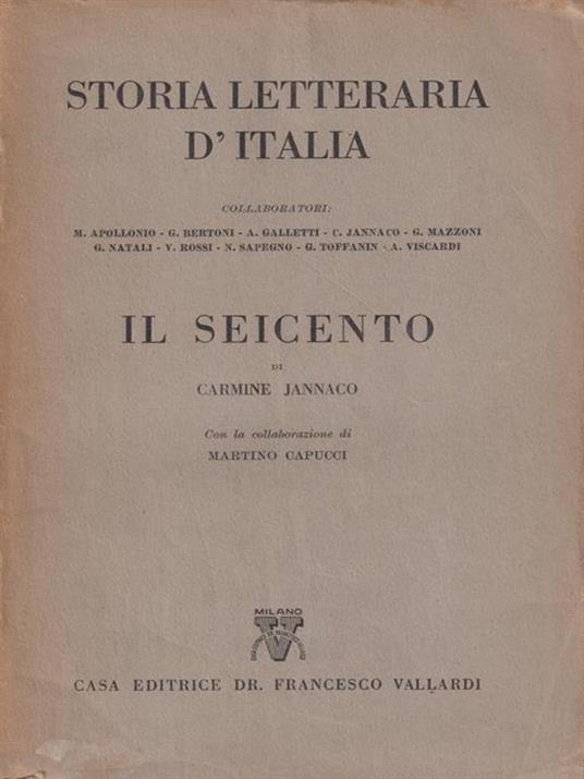   Storia Letteraria d'Italia Il Seicento - Carmine Jannaco - copertina