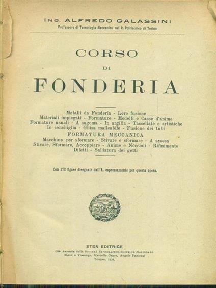   Corso di fonderia - Alfredo Galassini - copertina