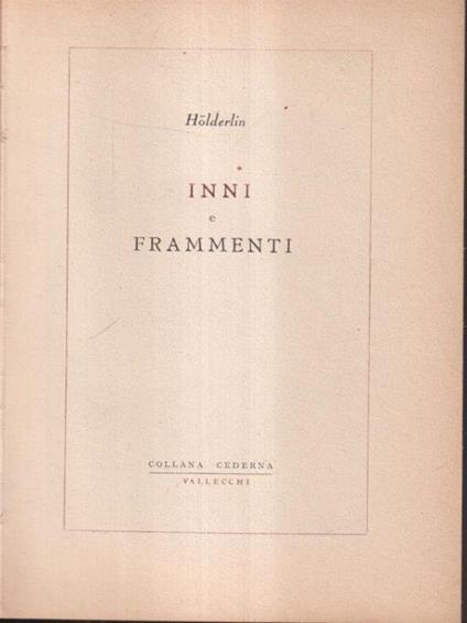 Inni e frammenti - Friedrich Hölderlin - copertina