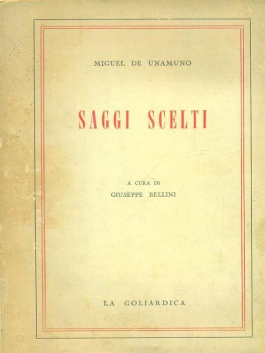 Saggi scelti - Miguel de Unamuno - copertina