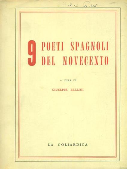   9 poeti spagnoli del novecento - Giuseppe Bellini - copertina