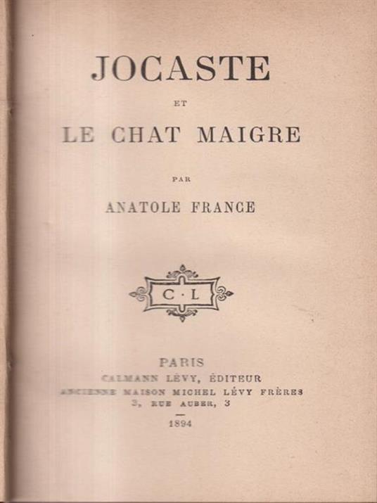   Jocaste e le chat maigre - Anatole France - copertina