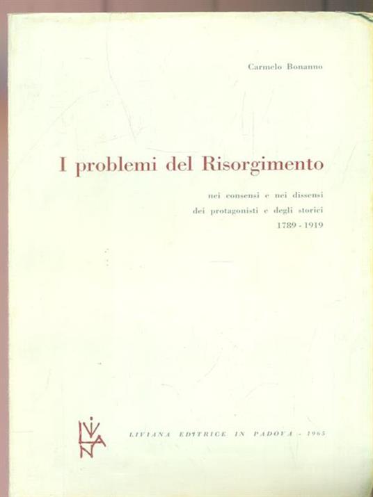 I problemi del risorgimento - Carmelo Bonanno - copertina
