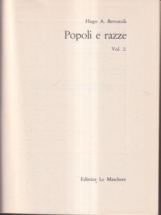 Popoli e razze vol 2 - Hugo A. Bernatzik - copertina