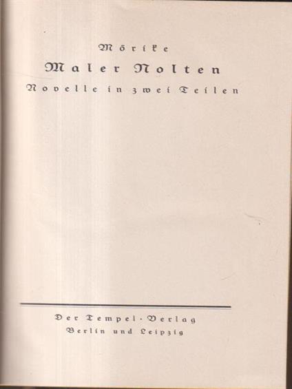 Maler nolten - Eduard Mörike - copertina