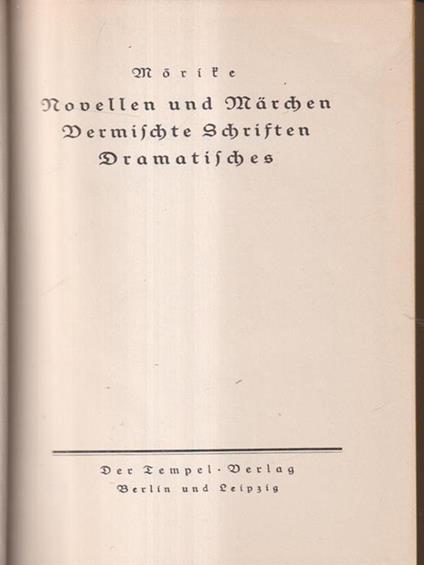 Novellen und marchen - Eduard Mörike - copertina