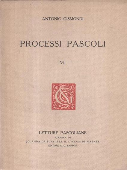 Processi pascoliani - Antorio Gismondi - copertina