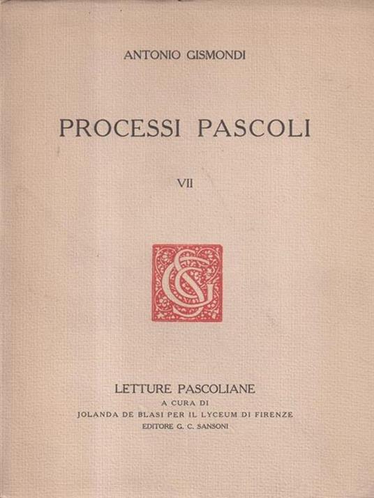 Processi pascoliani - Antorio Gismondi - copertina