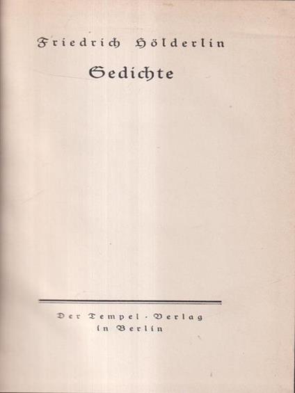 Gedichte - Friedrich Hölderlin - copertina