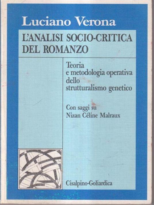 L' analisi socio-critica del romanzo - Luciano Verona - copertina