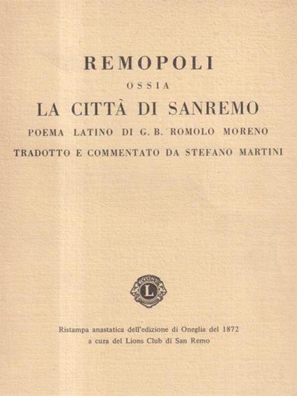 Remopoli ossia la città di Sanremo - Romolo Moreno - copertina