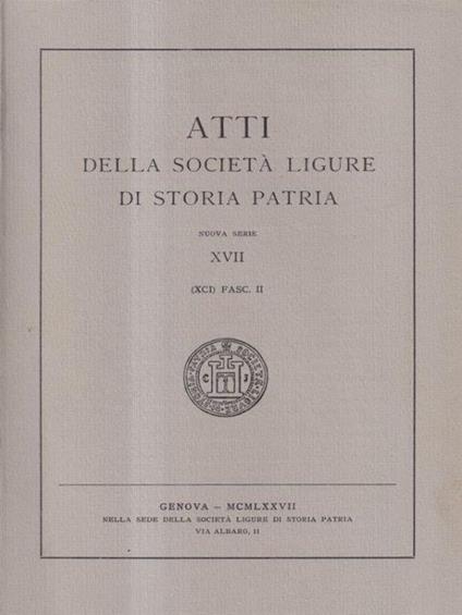 Atti della Società Ligure di Storia Patria - XVII Fasc. II - copertina