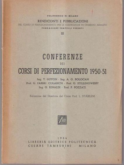 Conferenze dei corsi di perfezionamento 1950-51 - copertina
