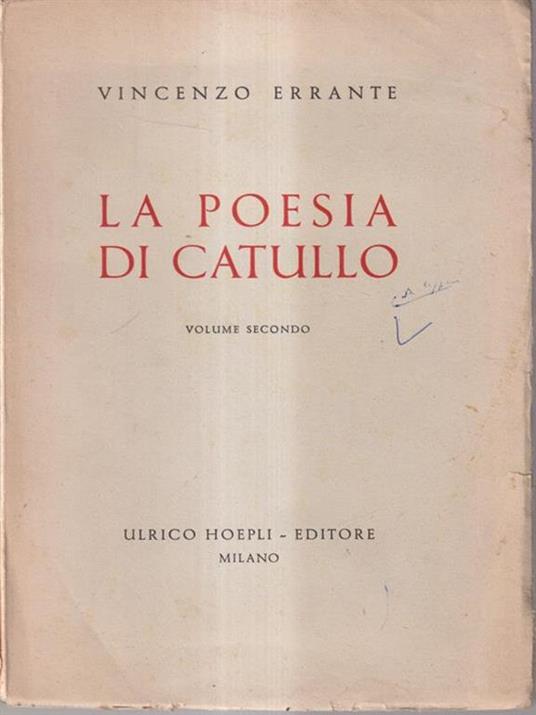 La poesia di Catullo vol. II - Vincenzo Errante - copertina