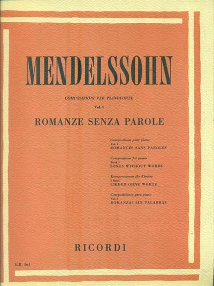 Composizioni per pianoforte. Vol 1. Romanze senza parole - Kurt Mendelssohn - copertina