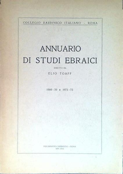 Annuario di studi ebraici 1969-70 e 1971-72 -   - copertina