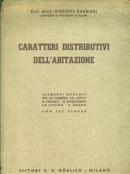 Caratteri distributivi dell'abitazione - Giuseppe Barbieri - copertina