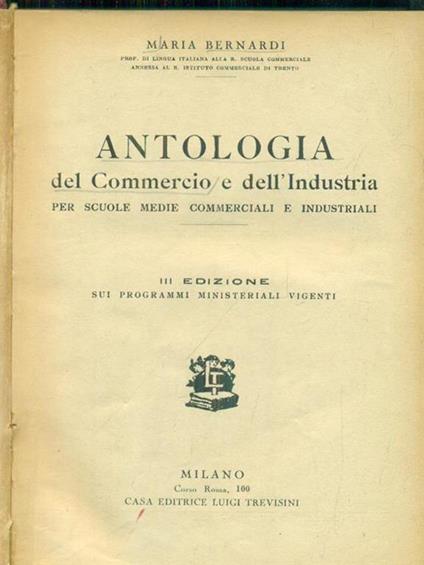 Antologia del commercio - Mario Bernardi - copertina