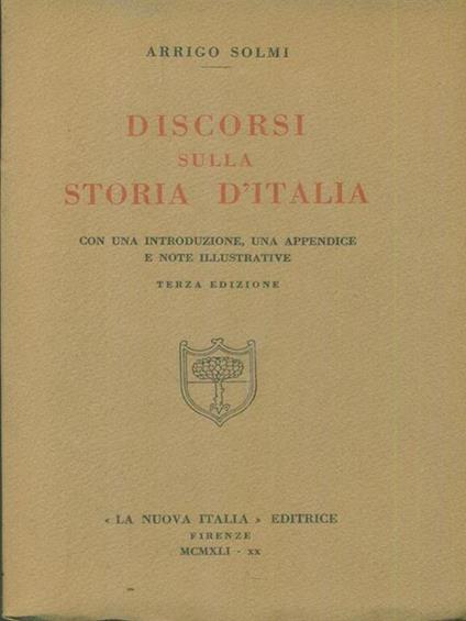 Discorsi sulla storia d'Italia - Arrigo Solmi - copertina