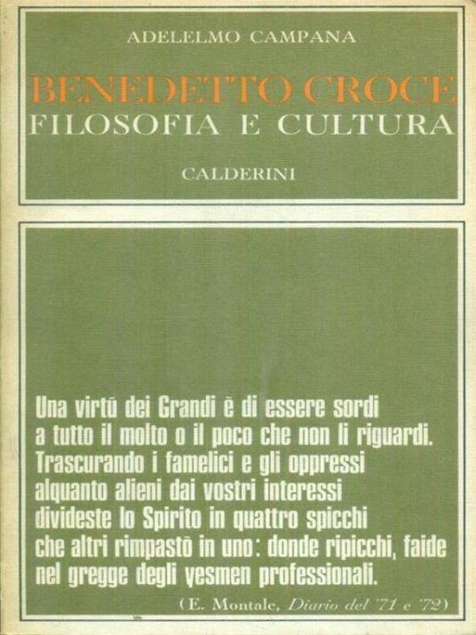 Benedetto Croce Filosofia e cultura - Adelelmo Campana - copertina