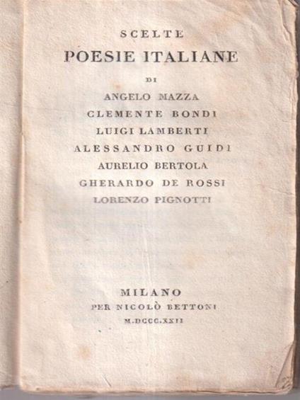 Poesie italiane scelte: Mazza, Bondi, Lamberti - copertina