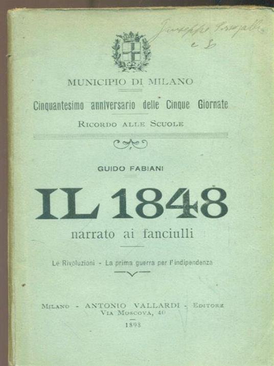 Il 1848 narrato i fanciulli - Guido Fabiani - copertina