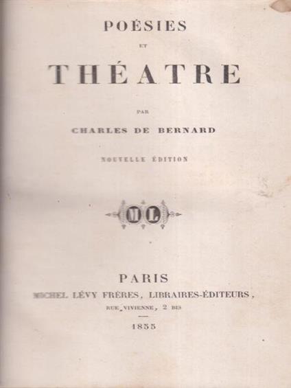 Poesies et theatre - Charles de Bernard - copertina