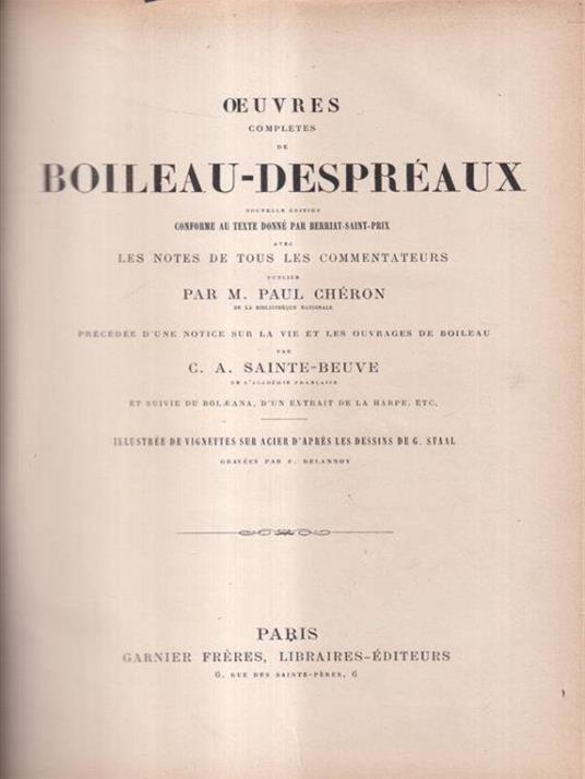 Oeuvres completes de Boileau-Despreaux - Paul Chiron - copertina