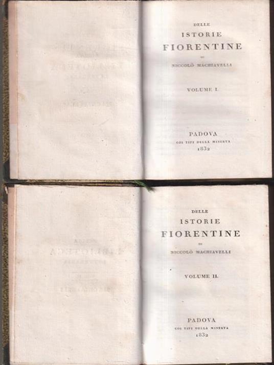 Delle istorie fiorentine 2vv - Niccolo' Machiavelli - copertina