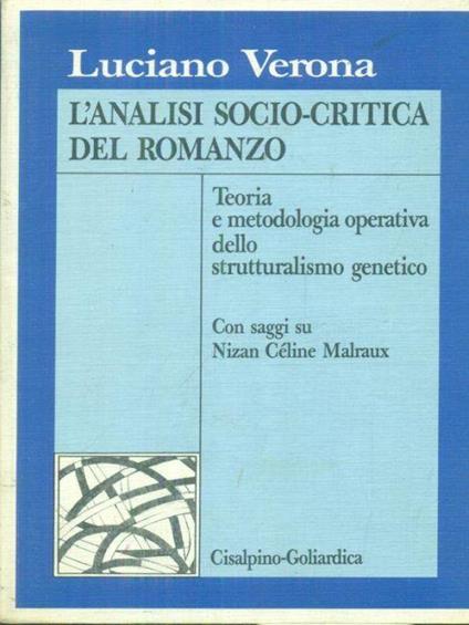 L' analisi socio-critica del romanzo - Luciano Verona - copertina
