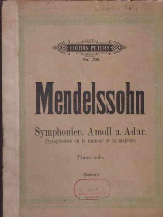 Mendelssohn Op. 56 e Op. 90 piano solo - Kurt Mendelssohn - copertina