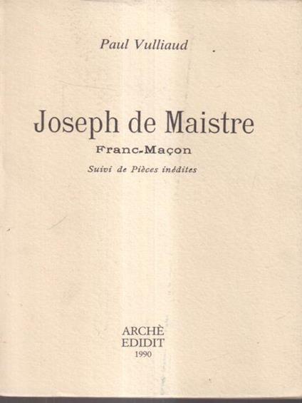 Joseph de Maistre - Paul Vulliaud - copertina