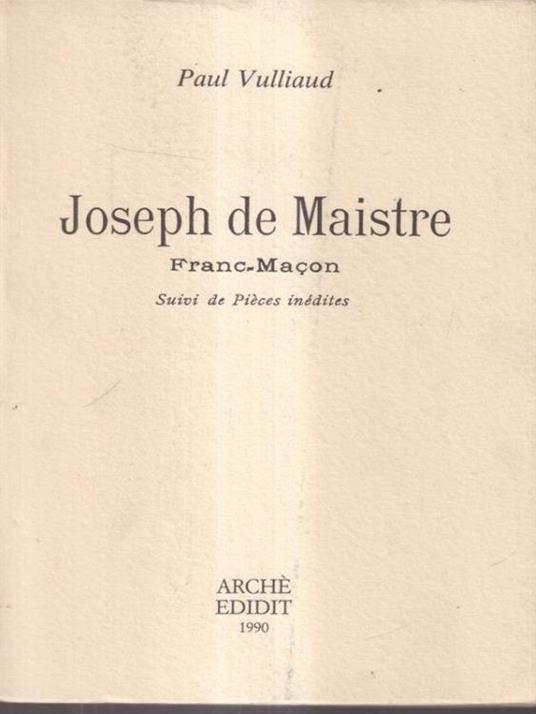 Joseph de Maistre - Paul Vulliaud - copertina